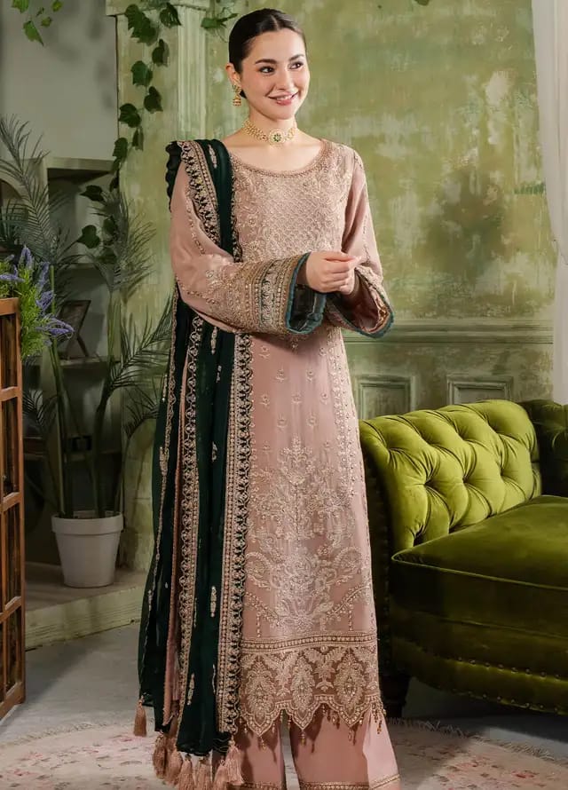 Imrozia Brown Chiffon Dress Formal Collection 3pc by Fariomni