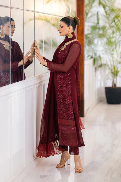 Embroidered Chiffon 3pcs Ruby Vine by FariOmni