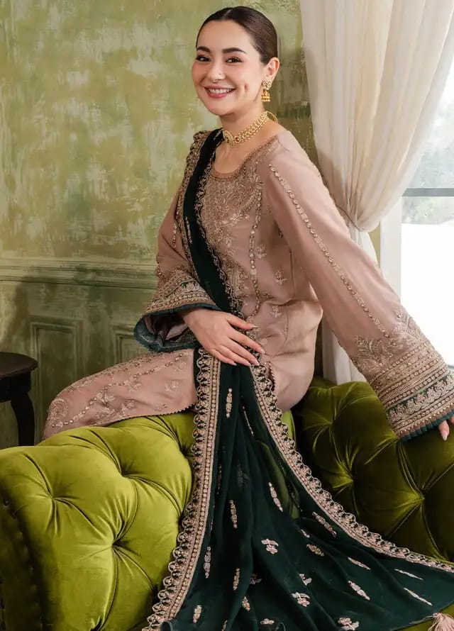 Imrozia Brown Chiffon Dress Formal Collection 3pc by Fariomni