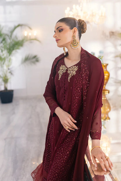 Embroidered Chiffon 3pcs Ruby Vine by FariOmni