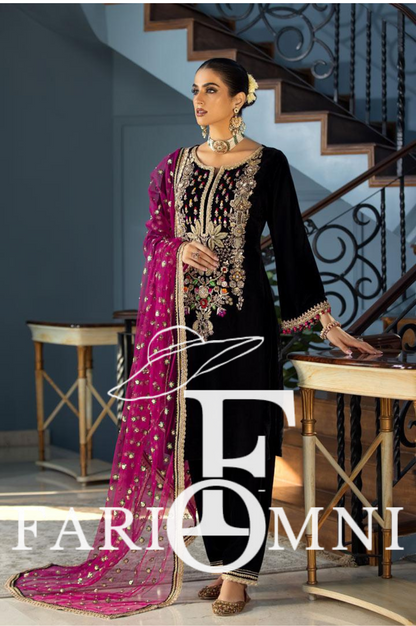 Black Velvet Hand Work 5000 Micro Wedding Collection by FariOmni