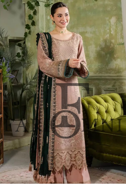 Imrozia Brown Chiffon Dress Formal Collection 3pc by Fariomni